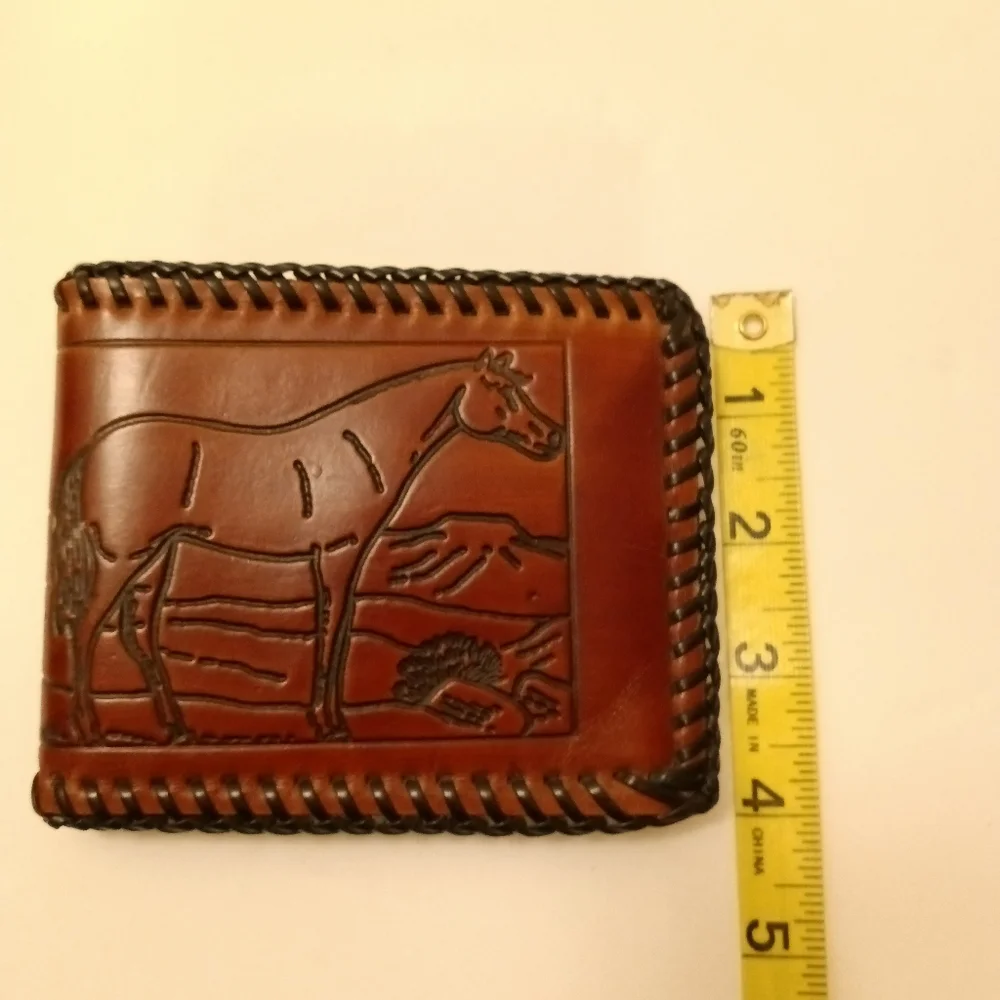 NOS Vintage Western Handtooled & Handcrafted Leather Wallet